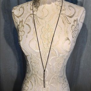 Ex Long Modern Minimal Black Rhinestone Necklace